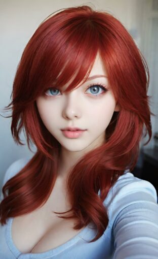 AI girl with red hair wallpaper