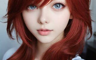 AI girl with red hair wallpaper