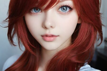 AI girl with red hair wallpaper