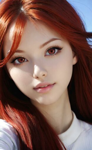 AI girl with red hair wallpaper