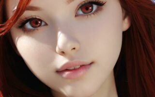 AI girl with red hair wallpaper