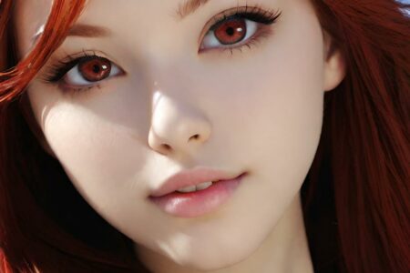 AI girl with red hair wallpaper
