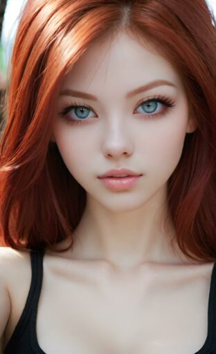 AI girl with red hair wallpaper