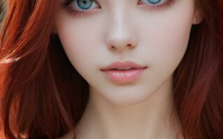 AI girl with red hair wallpaper
