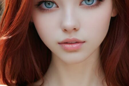 AI girl with red hair wallpaper