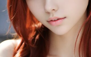 AI girl with red hair wallpaper