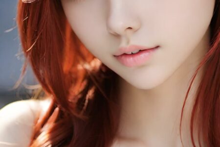 AI girl with red hair wallpaper