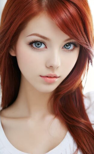AI girl with red hair wallpaper