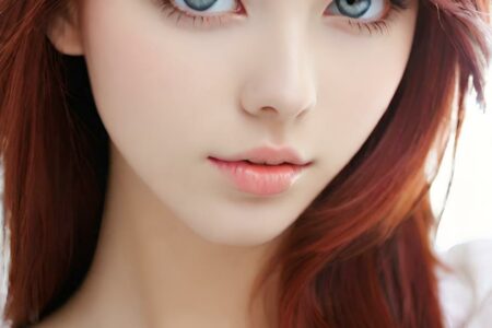 AI girl with red hair wallpaper