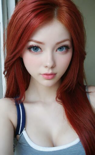 AI girl with red hair wallpaper