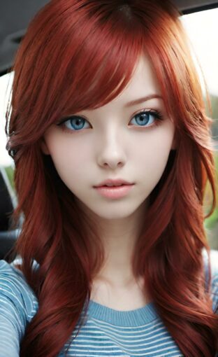 AI girl with red hair wallpaper