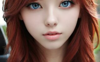 AI girl with red hair wallpaper