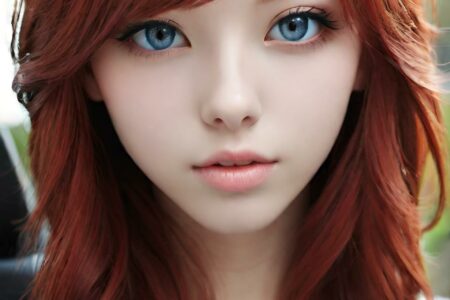 AI girl with red hair wallpaper