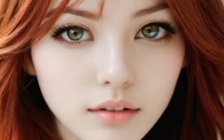 AI girl with red hair wallpaper