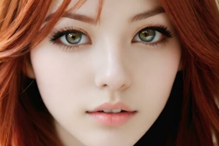 AI girl with red hair wallpaper