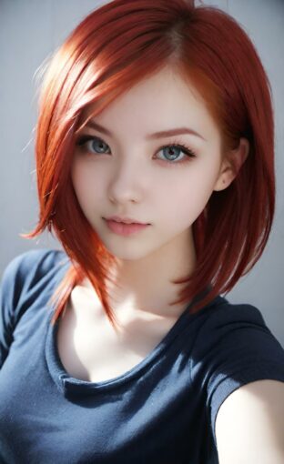 AI girl with red hair wallpaper