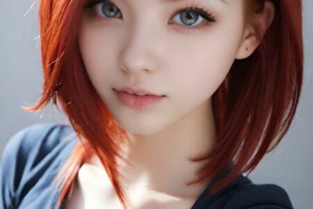 AI girl with red hair wallpaper