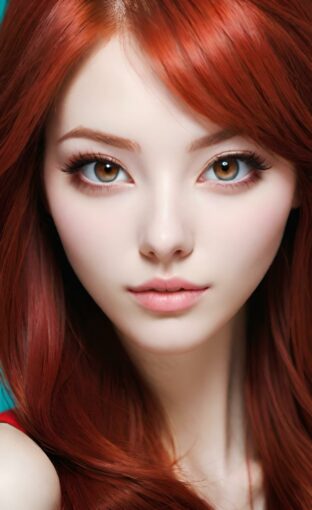 AI girl with red hair wallpaper