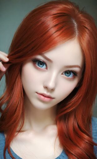 AI girl with red hair wallpaper
