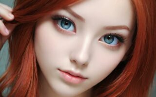 AI girl with red hair wallpaper