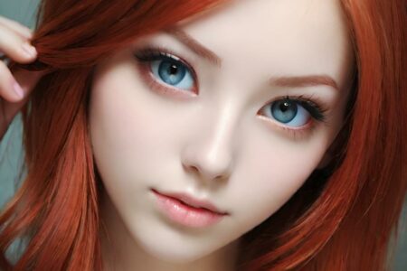 AI girl with red hair wallpaper