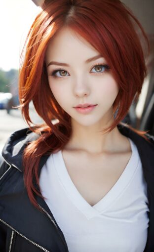 AI girl with red hair wallpaper
