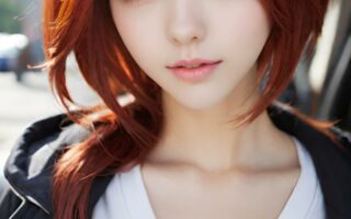 AI girl with red hair wallpaper