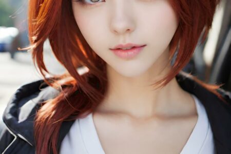 AI girl with red hair wallpaper