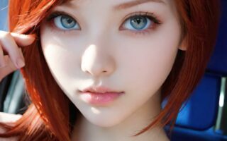 AI girl with red hair wallpaper