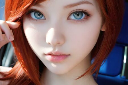 AI girl with red hair wallpaper