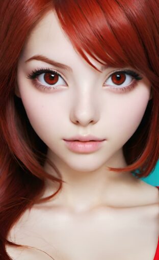 AI girl with red hair wallpaper