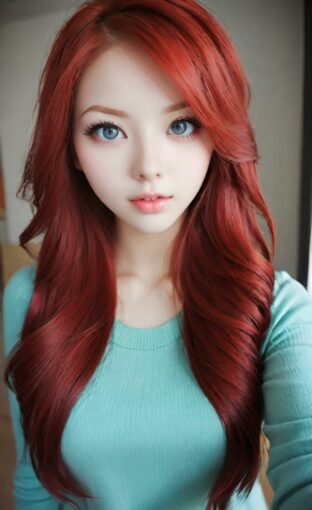 AI girl with red hair wallpaper