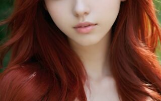 AI girl with red hair wallpaper