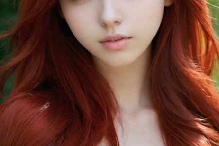 AI girl with red hair wallpaper