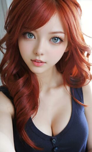 AI girl with red hair wallpaper