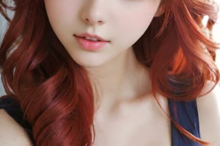 AI girl with red hair wallpaper