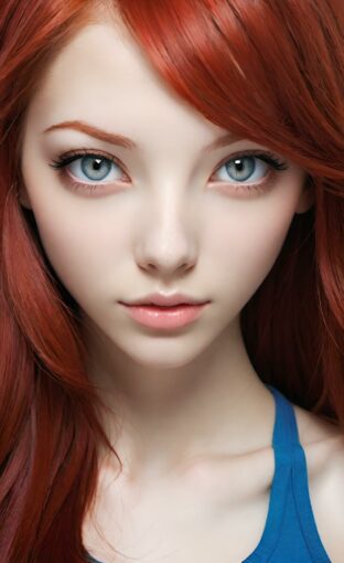 AI girl with red hair wallpaper