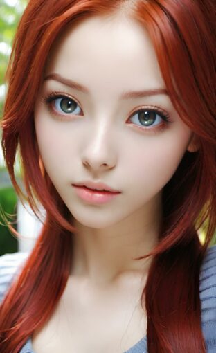AI girl with red hair wallpaper
