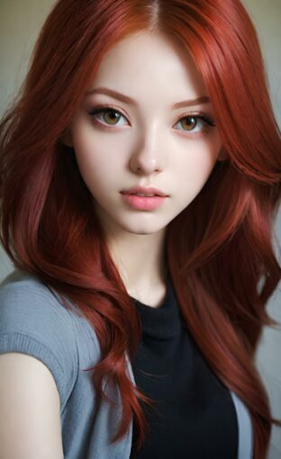 AI girl with red hair wallpaper