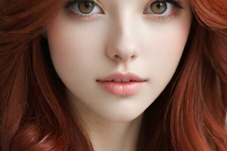 AI girl with red hair wallpaper