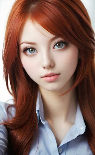 AI girl with red hair wallpaper