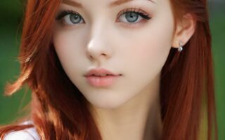 AI girl with red hair wallpaper