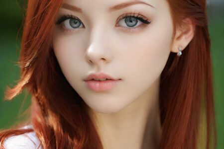 AI girl with red hair wallpaper