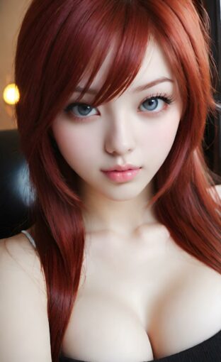 AI girl with red hair wallpaper