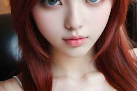 AI girl with red hair wallpaper