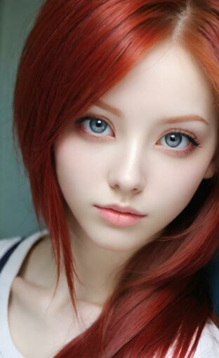 AI girl with red hair wallpaper