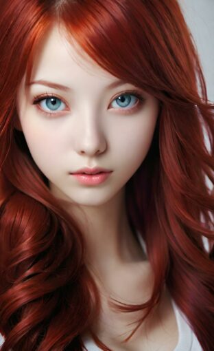 AI girl with red hair wallpaper