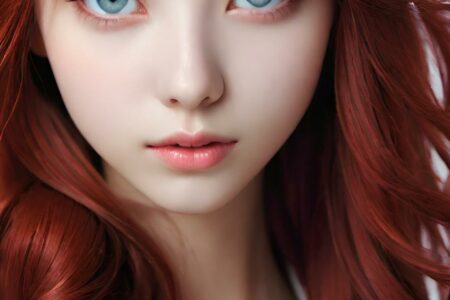 AI girl with red hair wallpaper