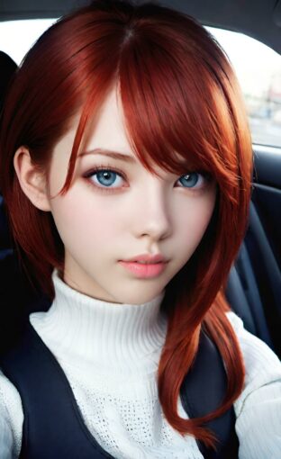 AI girl with red hair wallpaper