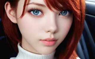 AI girl with red hair wallpaper